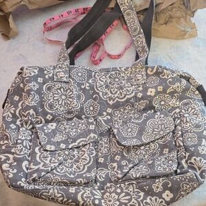 Thirty-One Gray Floral Tote Bag
